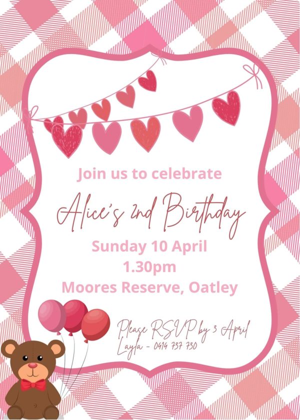 Teddy Bear's picnic party invite